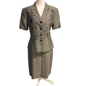 Vintage Kasper ASL embroidered skirt suit set